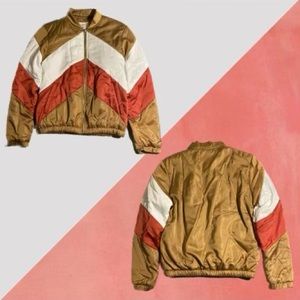 Gold, Red and White Satin Bomber Jacket, Forever21
